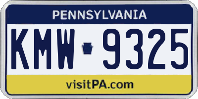 PA license plate KMW9325