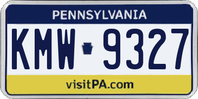 PA license plate KMW9327