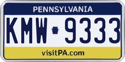 PA license plate KMW9333