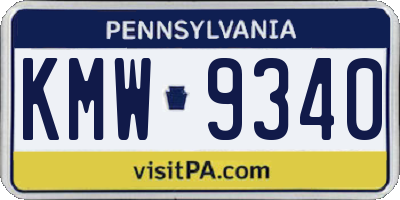 PA license plate KMW9340