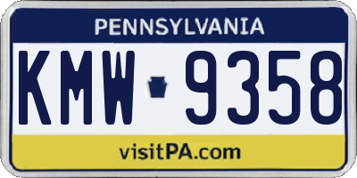 PA license plate KMW9358