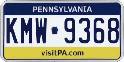 PA license plate KMW9368