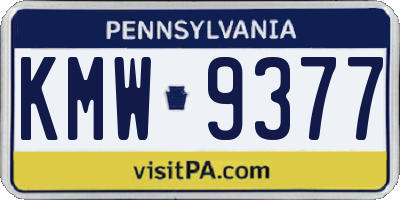 PA license plate KMW9377