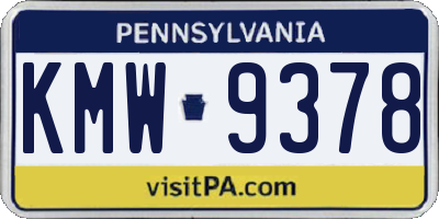 PA license plate KMW9378
