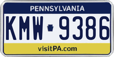 PA license plate KMW9386