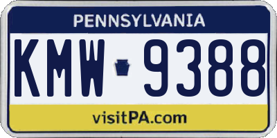 PA license plate KMW9388