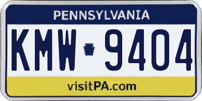 PA license plate KMW9404