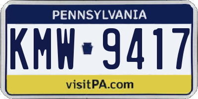 PA license plate KMW9417