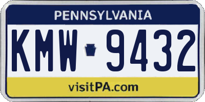 PA license plate KMW9432