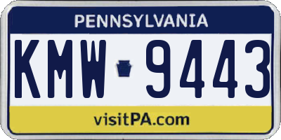 PA license plate KMW9443