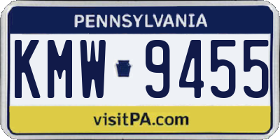 PA license plate KMW9455