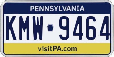 PA license plate KMW9464