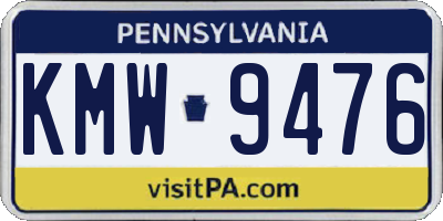 PA license plate KMW9476