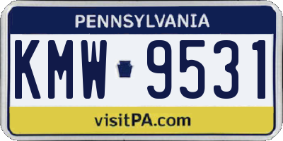 PA license plate KMW9531