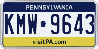 PA license plate KMW9643