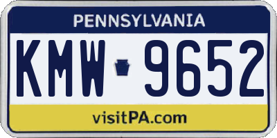 PA license plate KMW9652
