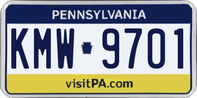 PA license plate KMW9701
