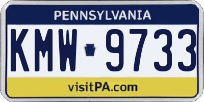 PA license plate KMW9733