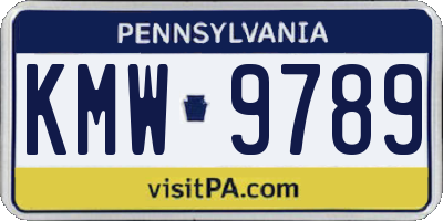 PA license plate KMW9789
