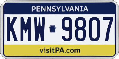PA license plate KMW9807