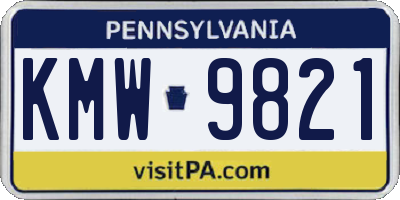 PA license plate KMW9821
