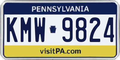 PA license plate KMW9824