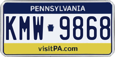 PA license plate KMW9868