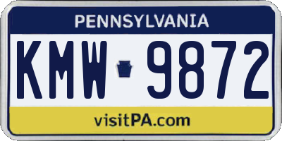 PA license plate KMW9872
