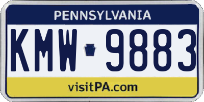 PA license plate KMW9883