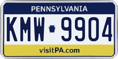 PA license plate KMW9904
