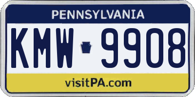 PA license plate KMW9908