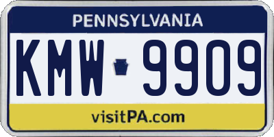 PA license plate KMW9909