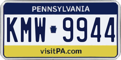 PA license plate KMW9944