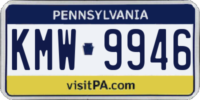 PA license plate KMW9946