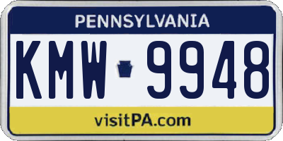 PA license plate KMW9948