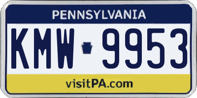 PA license plate KMW9953