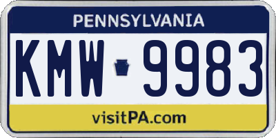 PA license plate KMW9983