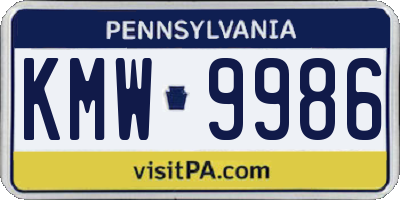 PA license plate KMW9986