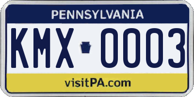 PA license plate KMX0003
