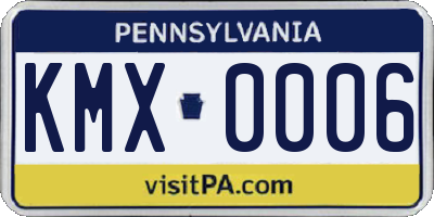 PA license plate KMX0006