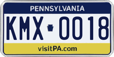 PA license plate KMX0018