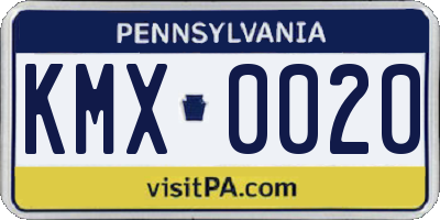 PA license plate KMX0020