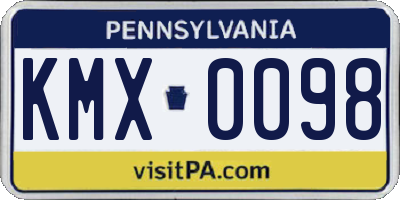 PA license plate KMX0098