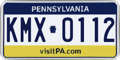 PA license plate KMX0112