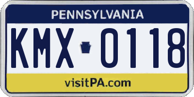 PA license plate KMX0118