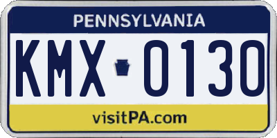 PA license plate KMX0130