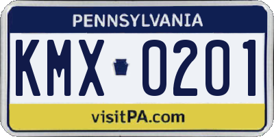 PA license plate KMX0201