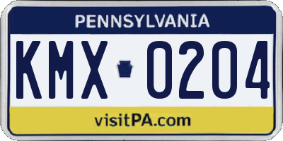 PA license plate KMX0204