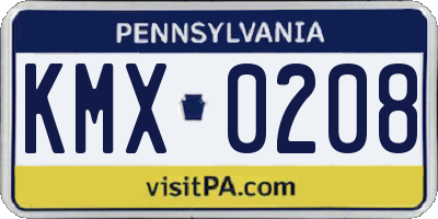 PA license plate KMX0208