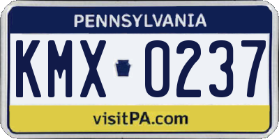 PA license plate KMX0237